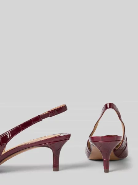 Czółenka z z tyłu skórzane na szpilce model ‘LOLAH II’ Lauren Ralph Lauren bordowa