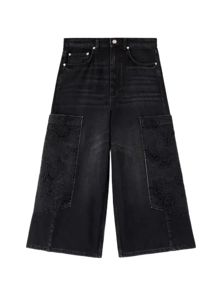 Blugi Ganni cu model floral negru