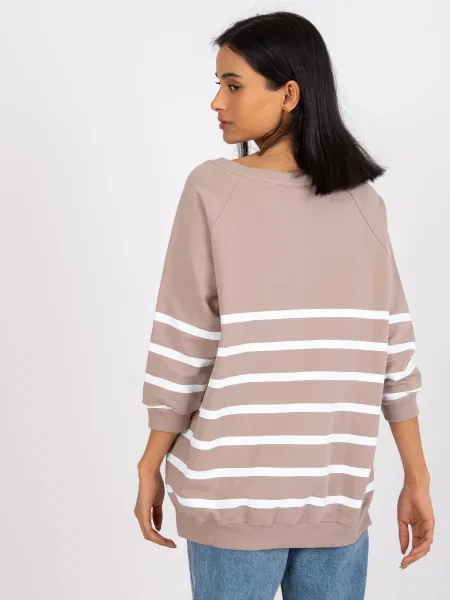 Bluză Fashionhunters cu dungi bej