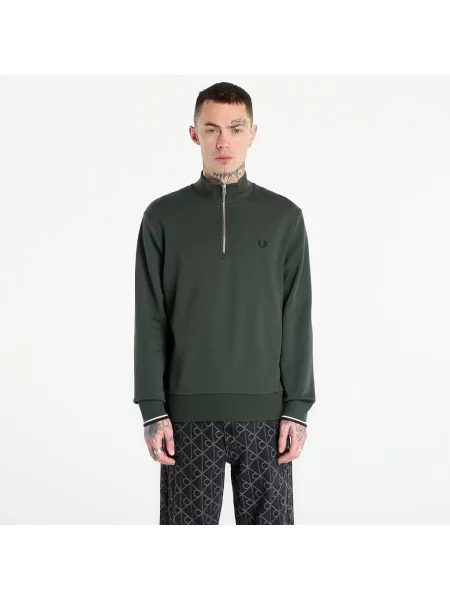 Mikina Fred Perry s polovičními zipem bílá