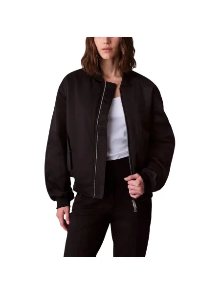 Geacă de blugi Calvin Klein Jeans din satin negru