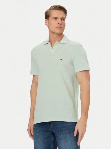 Tommy Hilfiger Тениска с яка и Textured Oxford Pique Светлозелен