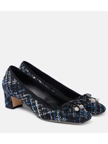 Pantofi cu toc Jimmy Choo cu funde din tweed negru