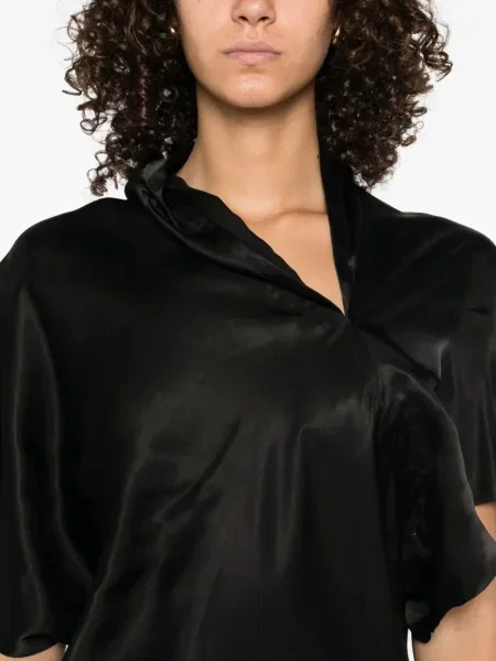 Rochie midi Rick Owens drapată până la genunchi cu un umăr gol albastru