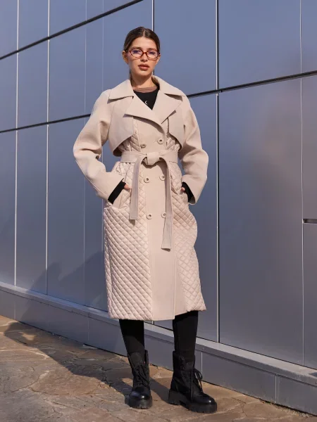 Пальто з утеплювачем MilaNova молочний вовна/поліестер