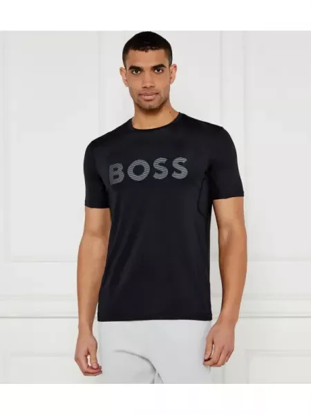 BOSS GREEN Tricou Tee Active | stretch negru
