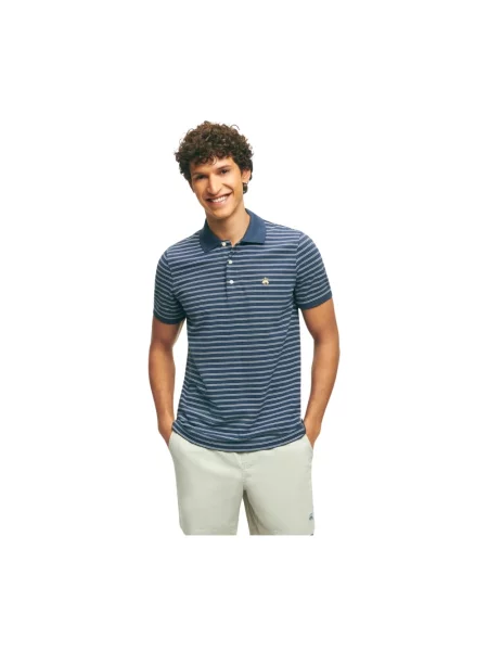 Koszulka polo Brooks Brothers polarowa w paski z paskiem biała