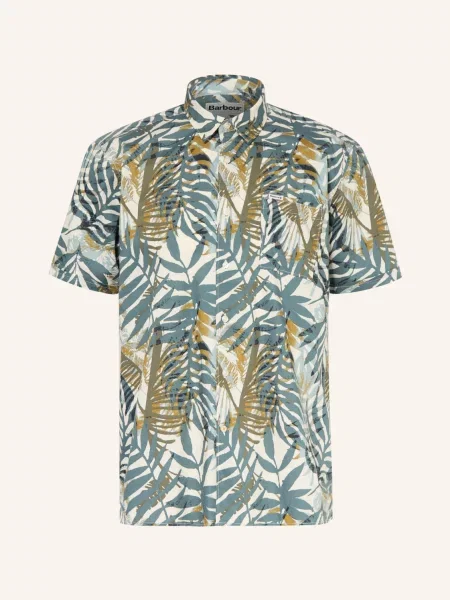 Barbour Košile S Krátkým Rukávem Gleaston Relaxed Fit petrolejová / velbloudí / krémová