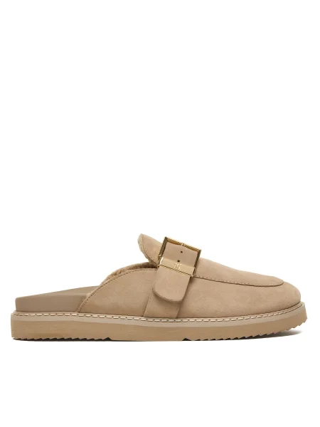 Tommy Hilfiger Šľapky Th Buckle Fur Suede Mule béžová