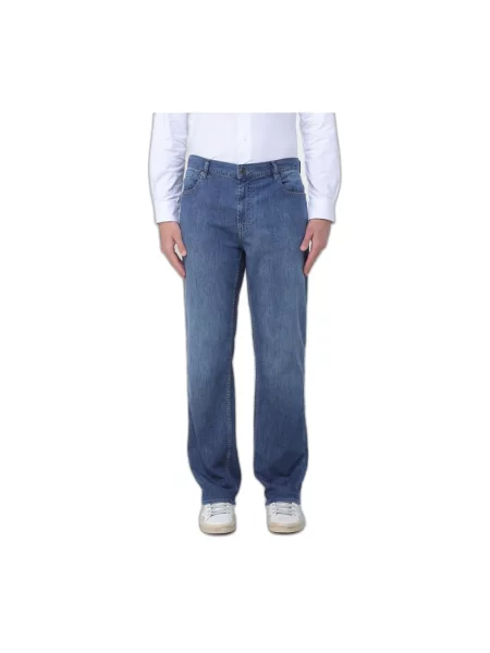 Jeansy straight leg Emporio Armani niebieskie