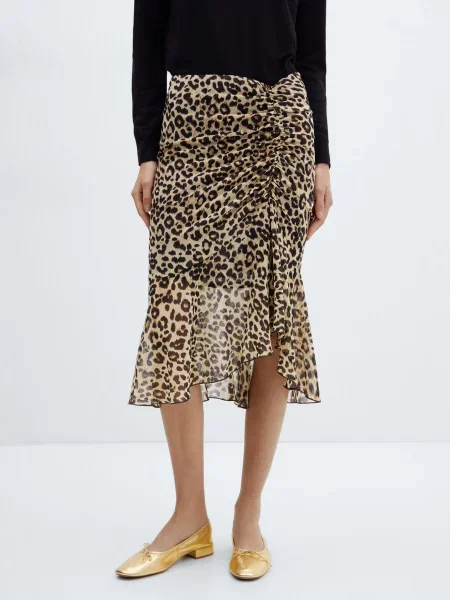MANGO Leo Спідниця міді коричневий