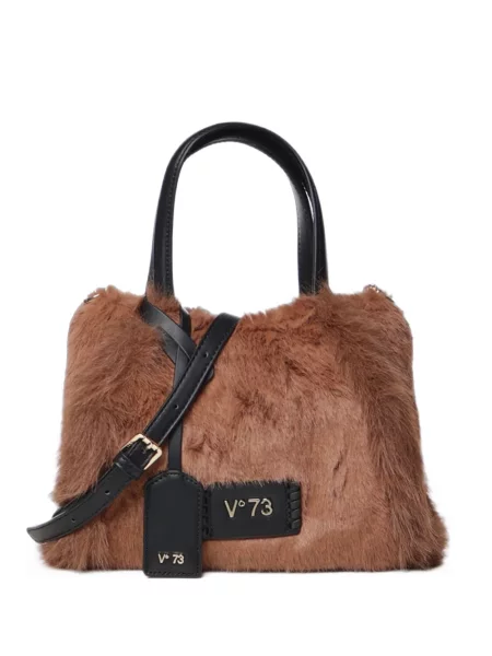 Geantă shopper V°73 cu autograf cu blană maro