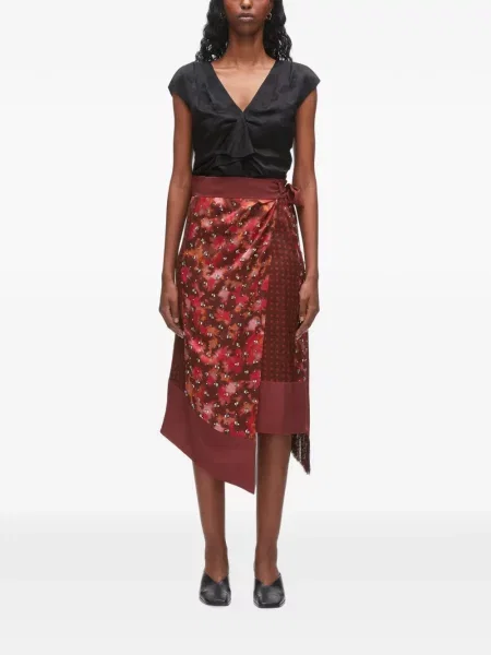 Fustă midi 3.1 Phillip Lim cu model floral roșu
