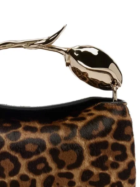 Geantă shopper Erdem cu imagine cu model leopard maro