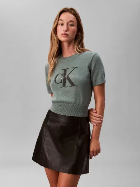 Calvin Klein Jeans Sweter wrzosowy Kobiety jednolity S zielony