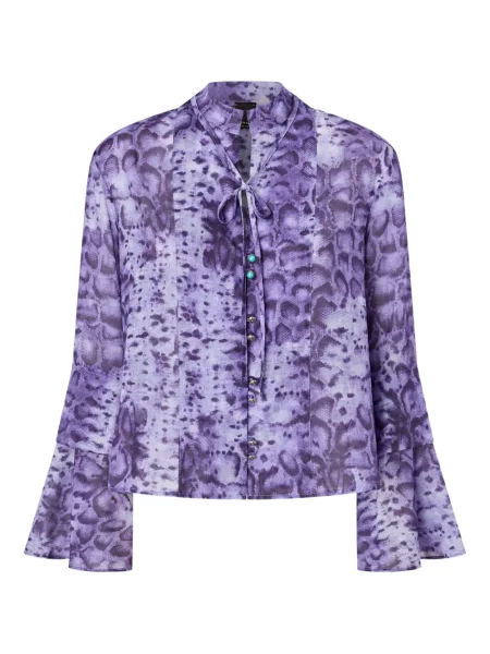 Bluză Pinko cu imagine cu model piele de șarpe evazată violet