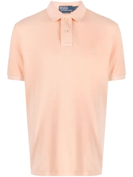 Majica Polo Ralph Lauren od brušene kože karirana s printom ružičasta