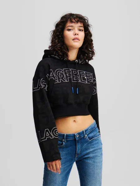 Karl Lagerfeld Jeans Mikina Cropped Fit čierna