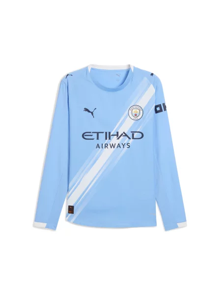 Autentyczna koszulka domowa z długim rękawem Manchester City PUMA niebieska