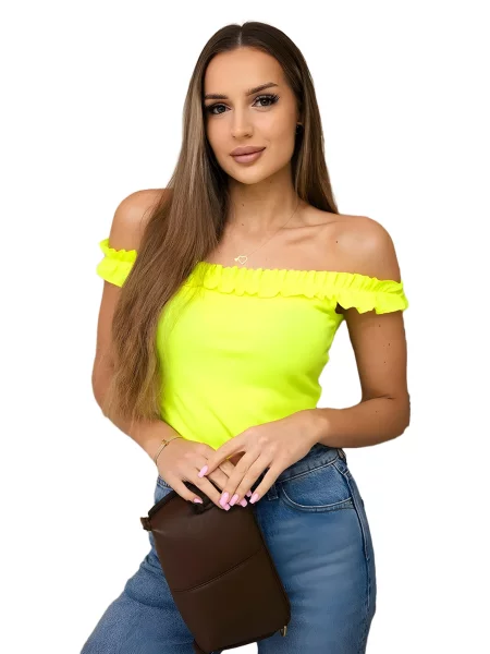 Neonová halenka s volánky žlutá