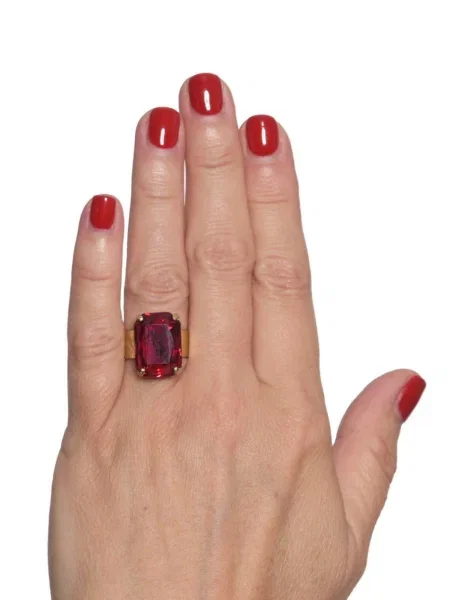Inele Celeste anello con cristallo rubino Swarovski auriu / cireș roșu