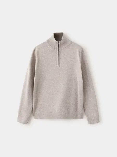 Sweter z dzianiny z półgolfem średni Dzieci lata MANGO KIDS brązowy