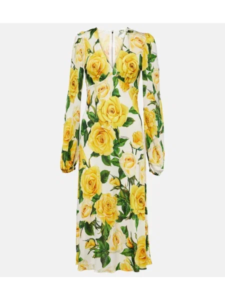 Rochie midi Dolce&gabbana cu model floral până la genunchi de costum alb