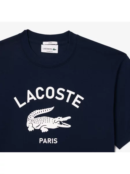 Lacoste T-Shirt Z Nadrukiem granatowa