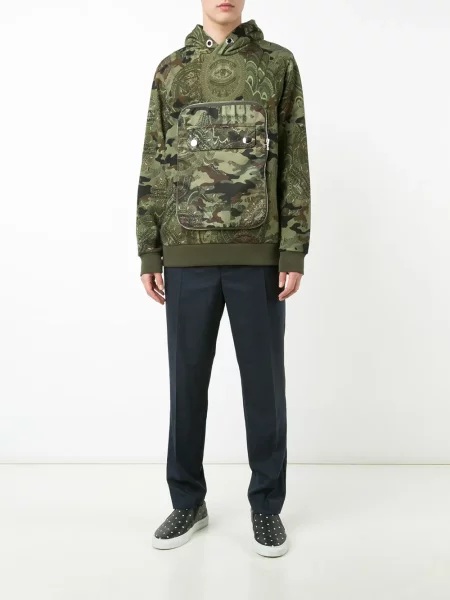 Hanorac cu glugă Givenchy cu glugă cu model camuflaj verde