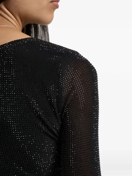 Stras lung top Twenty Fourhaitch negru