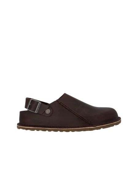 Klapki Birkenstock skórzane na ramiączkach brązowe