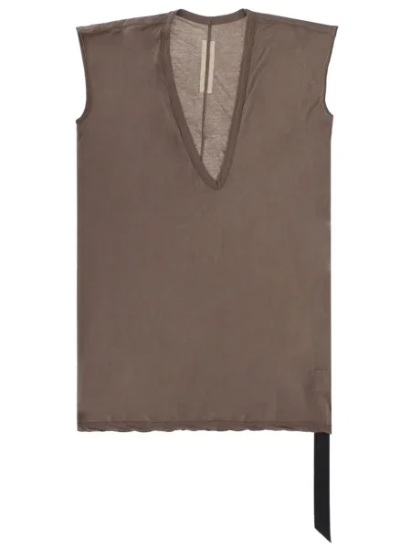 Αμάνικη μπλούζα Rick Owens Drkshdw με λαιμόκοψη v καφέ