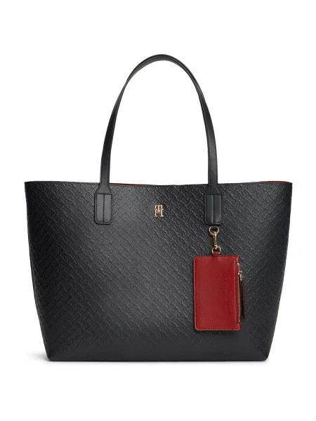 Geantă Tommy Hilfiger Th Icon Tote Mono Bleumarin albastru