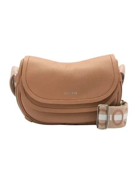 Mała torebka skórzana Coccinelle skórzana brązowa