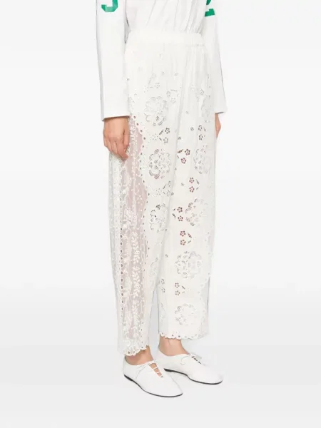 Pantaloni Sea cu broderie alb
