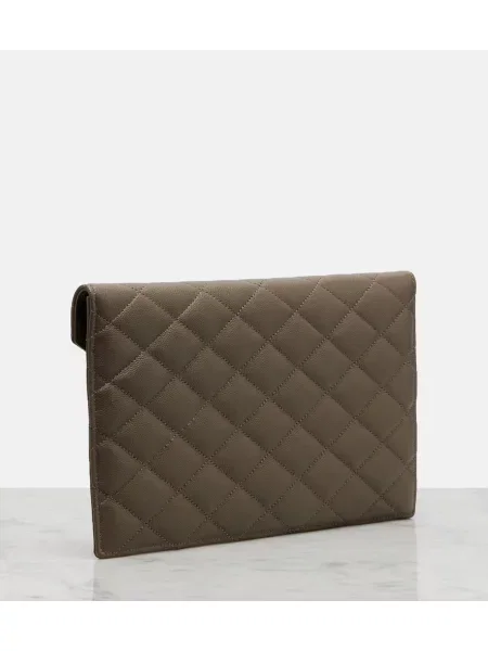 Geantă plic Saint Laurent din piele gri