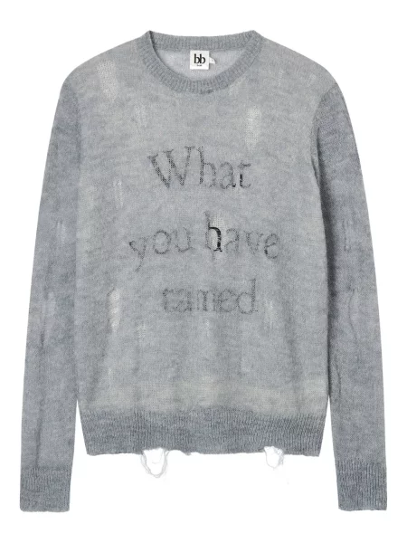 Пуловер B+ab с протрити краища сиво