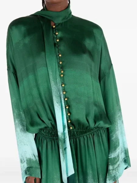 Rochie Roberto Cavalli de mătase de costum verde