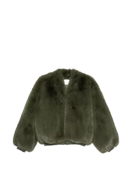 Geacă bomber The Frankie Shop cu blană verde