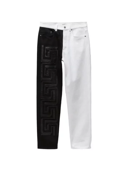 Blugi drepți Versace cu broderie negru