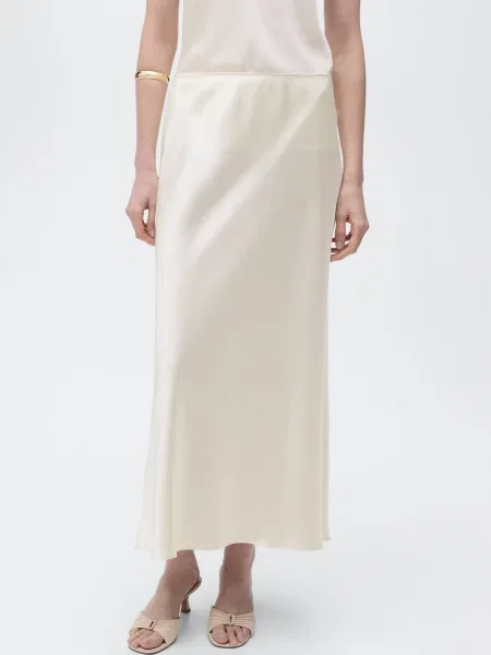 Спідниця міді MANGO молочний