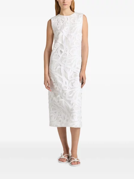 Rochie midi Ports 1961 din dantelă până la genunchi de costum alb