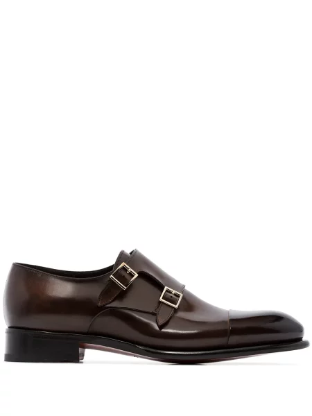 Pantofi monk Santoni din piele maro