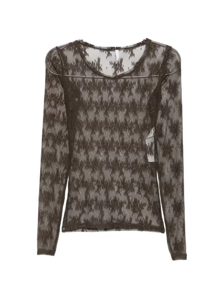 Lung top Imperial cu model floral din dantelă verde