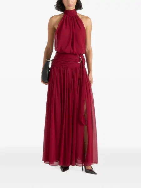 Rochie maxi Manière De Voir drapată cu gât halter roșu