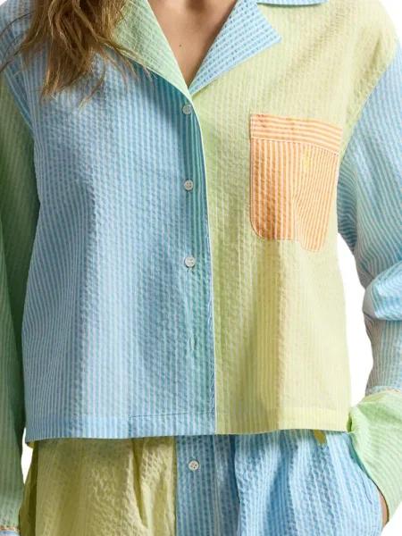 Koszulka polo Polo Ralph Lauren zamszowa na sprzączkę w paski niebieska