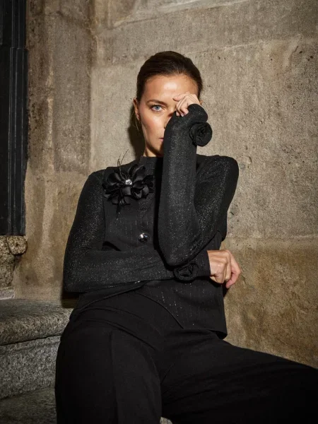 Tricou cu mânecă lungă Marisse cu mâneci lungi negru
