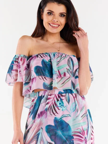 Блуза Awama на цветя розово