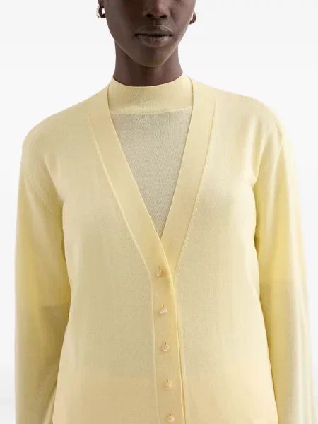 Cardigan Jil Sander cu decolteu în V galben