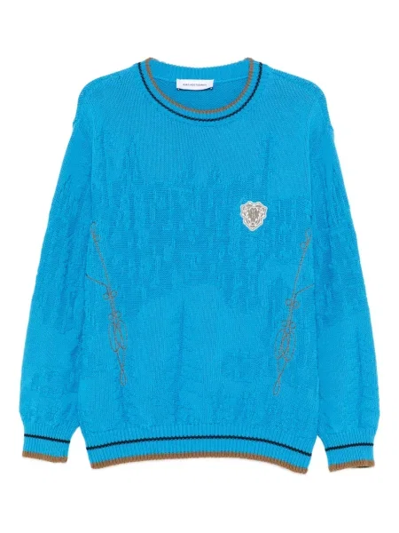 Pulover Kiko Kostadinov cu broderie albastru